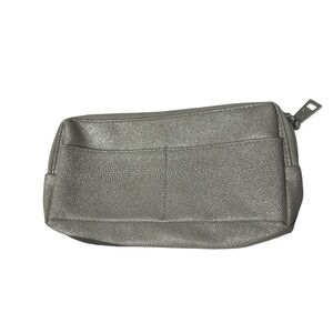 Silver leather metallic Cosmetic Bag silver accents cute 🥰